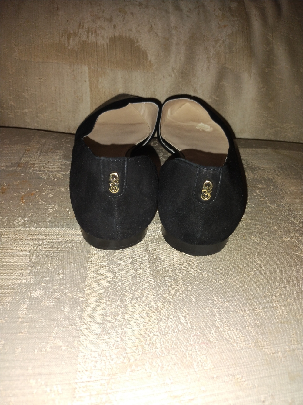 Cole Haan Black Pointed D'Orsay Flats with Leather Toe - Picture 4 of 7
